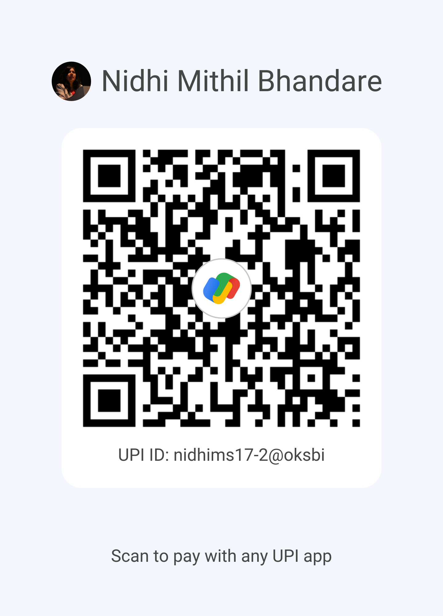 Google Pay QR Code - Nidhi Mithil Bhandare
